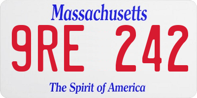 MA license plate 9RE242