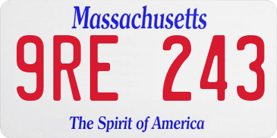 MA license plate 9RE243