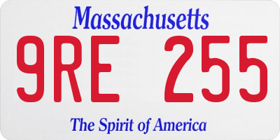 MA license plate 9RE255