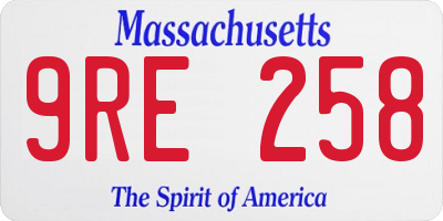 MA license plate 9RE258