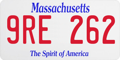 MA license plate 9RE262