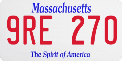 MA license plate 9RE270