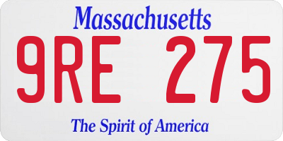 MA license plate 9RE275