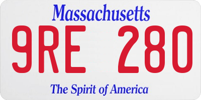 MA license plate 9RE280