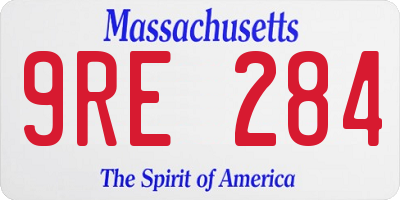 MA license plate 9RE284