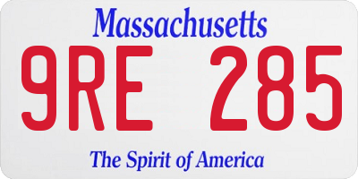 MA license plate 9RE285
