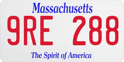 MA license plate 9RE288