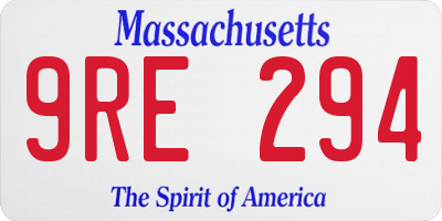 MA license plate 9RE294