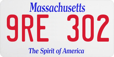 MA license plate 9RE302