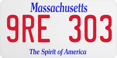 MA license plate 9RE303