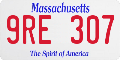 MA license plate 9RE307