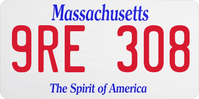 MA license plate 9RE308