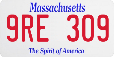 MA license plate 9RE309