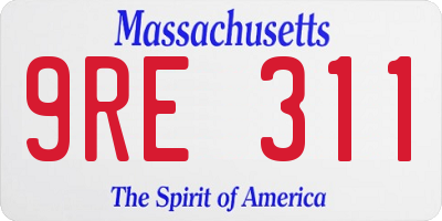 MA license plate 9RE311