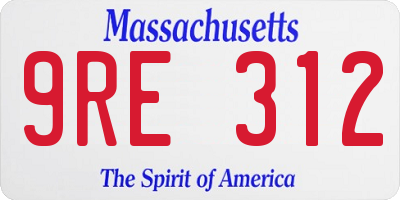 MA license plate 9RE312