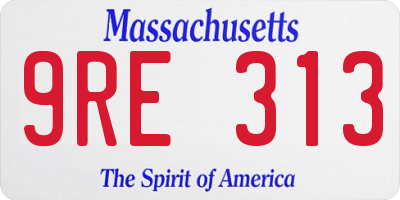 MA license plate 9RE313