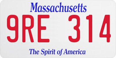 MA license plate 9RE314