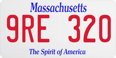 MA license plate 9RE320