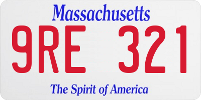 MA license plate 9RE321