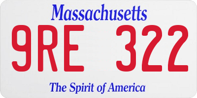MA license plate 9RE322