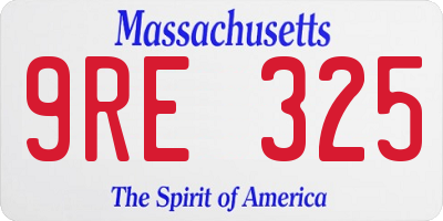 MA license plate 9RE325