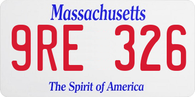 MA license plate 9RE326