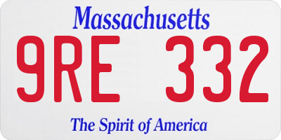MA license plate 9RE332