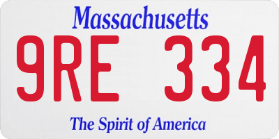 MA license plate 9RE334