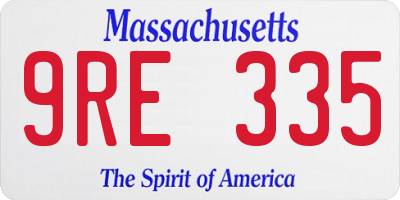 MA license plate 9RE335
