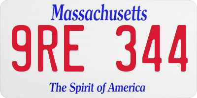 MA license plate 9RE344