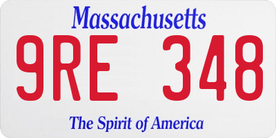 MA license plate 9RE348