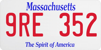 MA license plate 9RE352