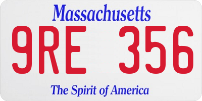 MA license plate 9RE356