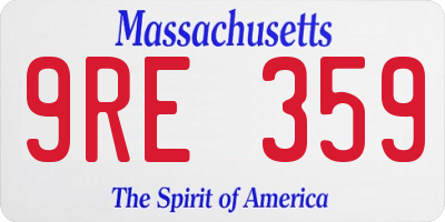 MA license plate 9RE359