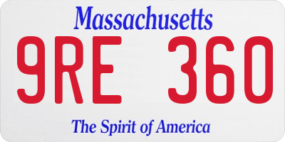 MA license plate 9RE360