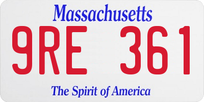 MA license plate 9RE361