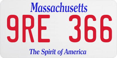 MA license plate 9RE366