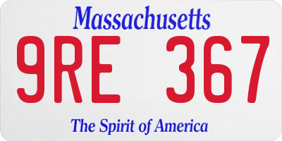 MA license plate 9RE367