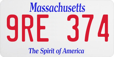 MA license plate 9RE374