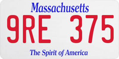 MA license plate 9RE375