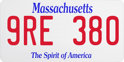 MA license plate 9RE380