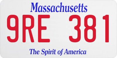 MA license plate 9RE381