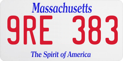 MA license plate 9RE383