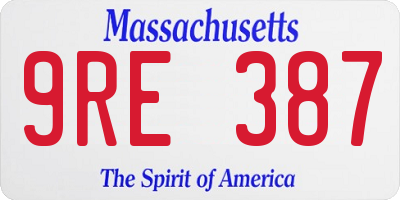MA license plate 9RE387