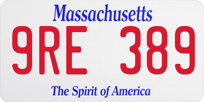 MA license plate 9RE389