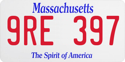 MA license plate 9RE397