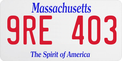 MA license plate 9RE403
