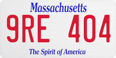 MA license plate 9RE404