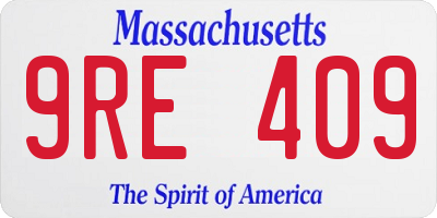 MA license plate 9RE409