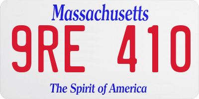 MA license plate 9RE410